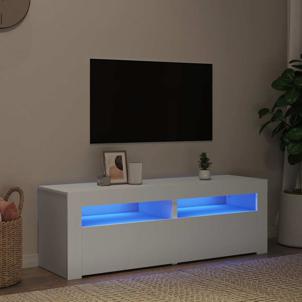 Tv-Bänk Med Led-Lampor 120X35X40 Cm Konstruerat Trä