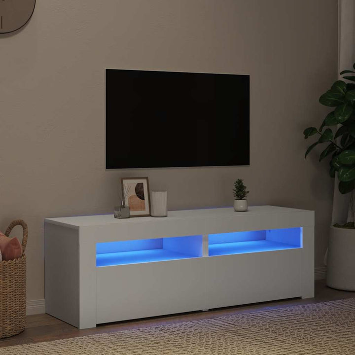 Tv-Bänk Med Led-Lampor 120X35X40 Cm Konstruerat Trä