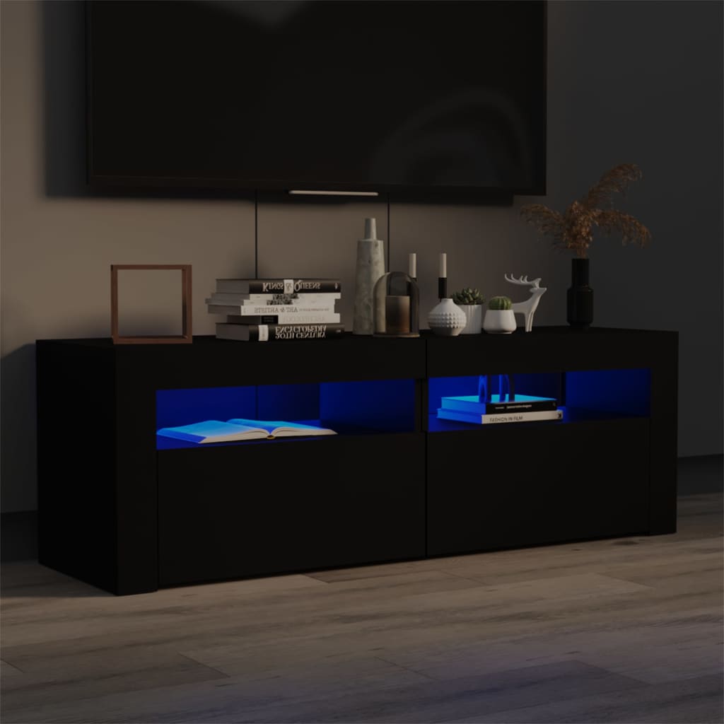 Tv-Bänk Med Led-Lampor 120X35X40 Cm Konstruerat Trä