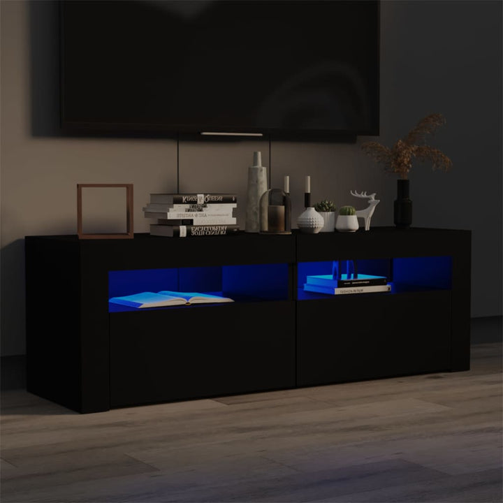 Tv-Bänk Med Led-Lampor 120X35X40 Cm Konstruerat Trä