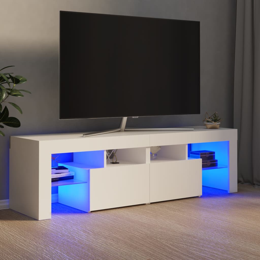 Tv-Bänk Med Led-Lampor 140X36,5X40 Cm Konstruerat Trä