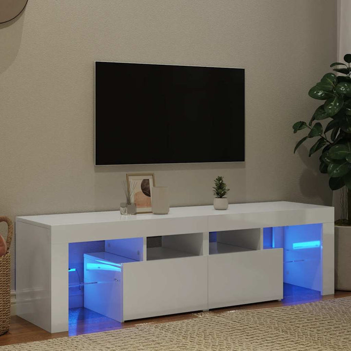Tv-Bänk Med Led-Lampor 140X36,5X40 Cm Konstruerat Trä