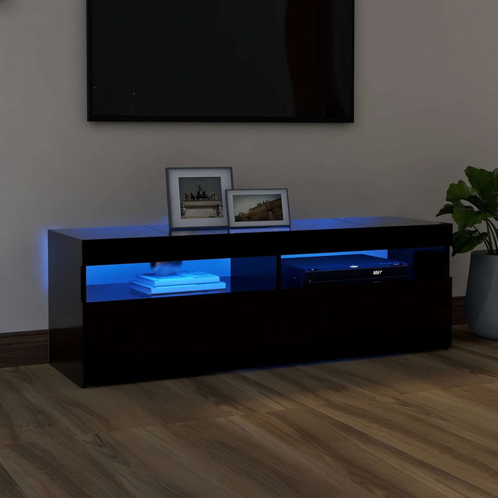 Tv-Bänk Med Led-Lampor 60X35X40 Cm Konstruerat Trä