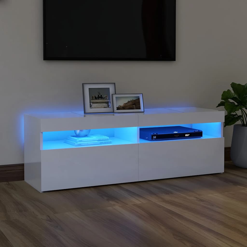 Tv-Bänk Med Led-Lampor 60X35X40 Cm Konstruerat Trä