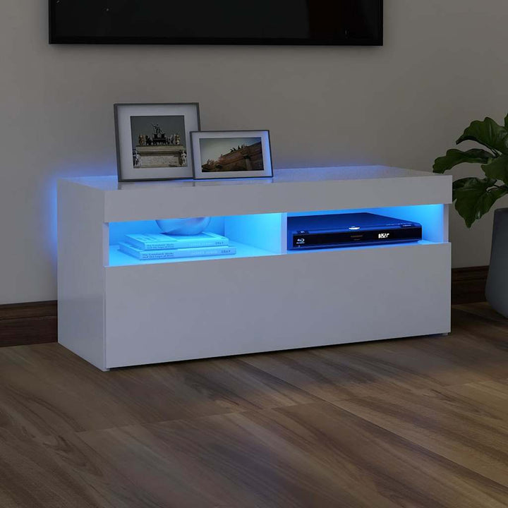 Tv-Bänk Med Led-Lampor 60X35X40 Cm Konstruerat Trä