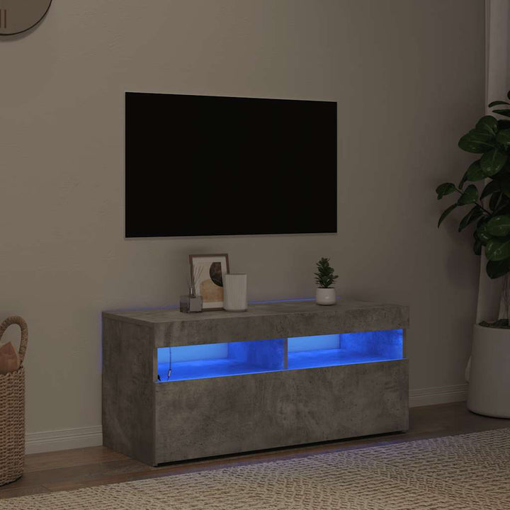 Tv-Bänk Med Led-Lampor 60X35X40 Cm Konstruerat Trä