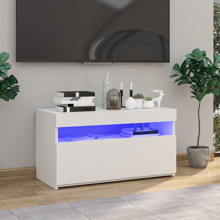 Tv-Bänk Med Led-Lampor 60X35X40 Cm Konstruerat Trä