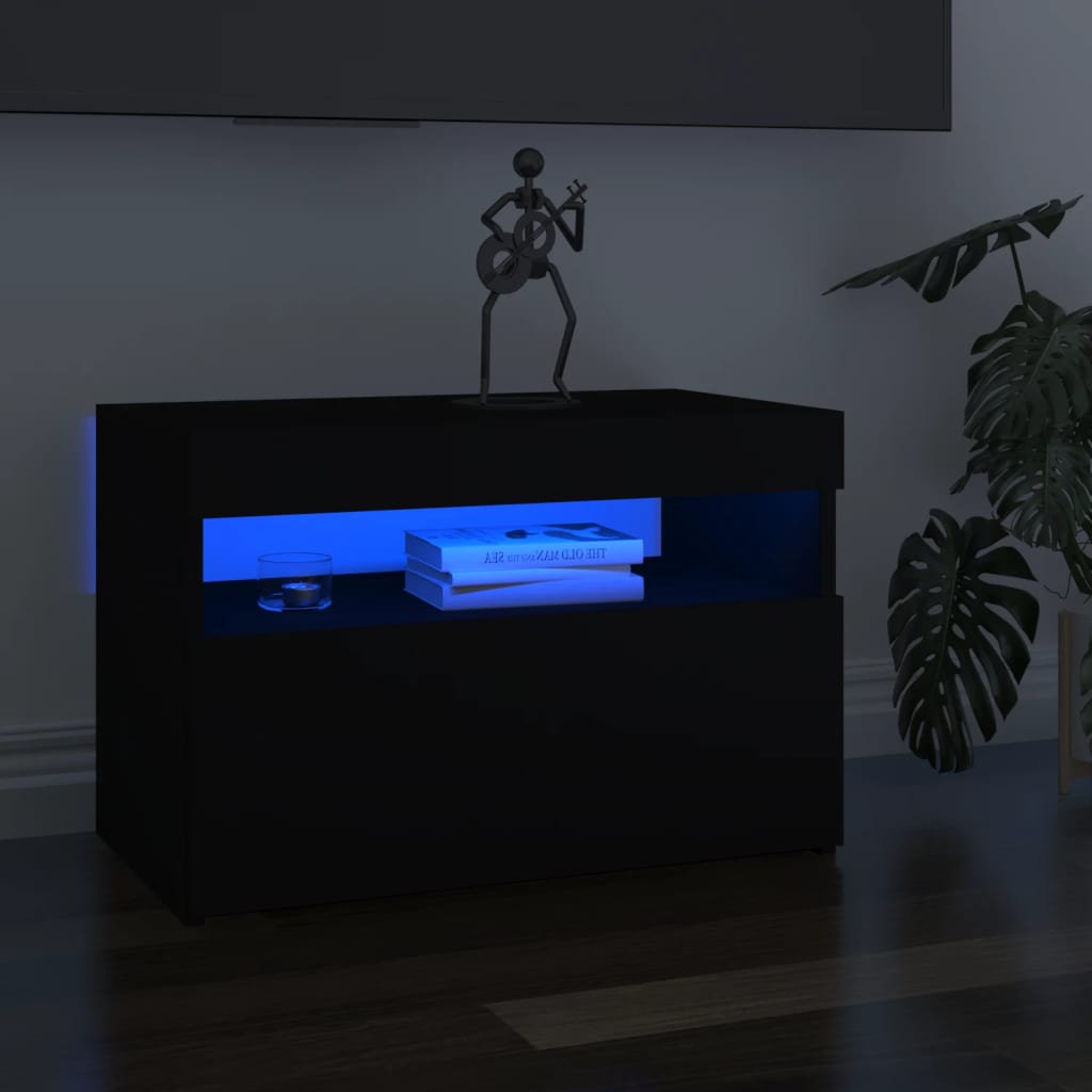 Tv-Bänk Med Led-Lampor 60X35X40 Cm Konstruerat Trä