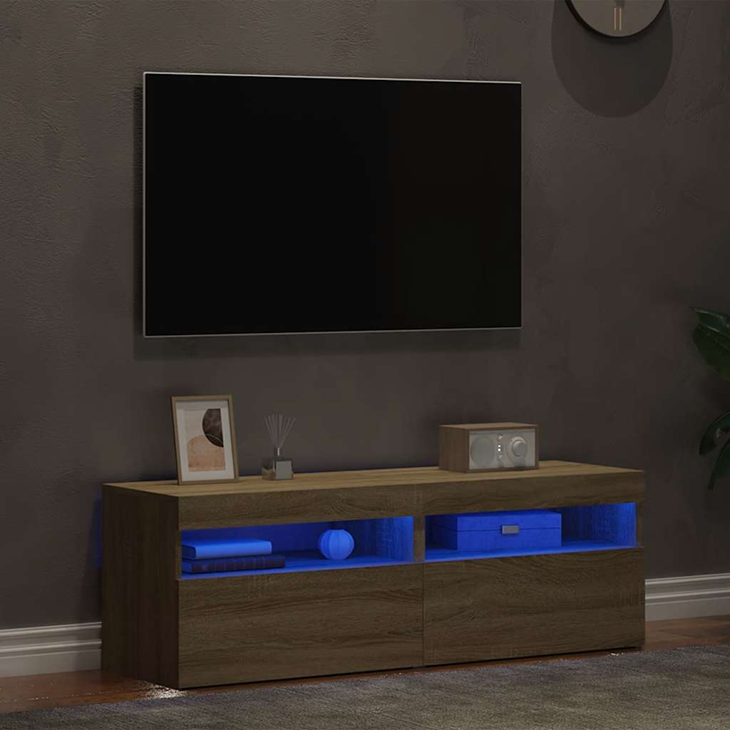 Tv-Bänk Med Led-Lampor 60X35X40 Cm Konstruerat Trä