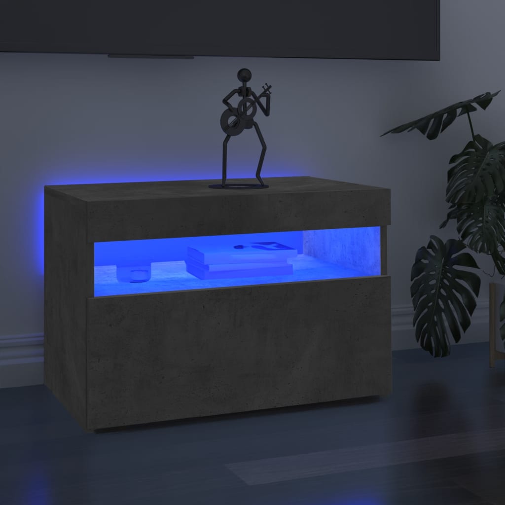 Tv-Bänk Med Led-Lampor 60X35X40 Cm Konstruerat Trä