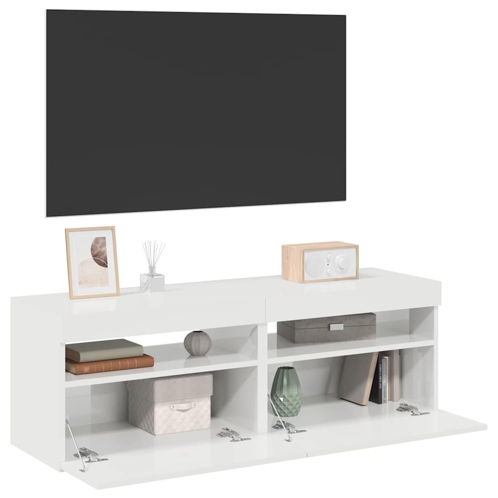 Tv-Bänk Med Led-Lampor 60X35X40 Cm Konstruerat Trä