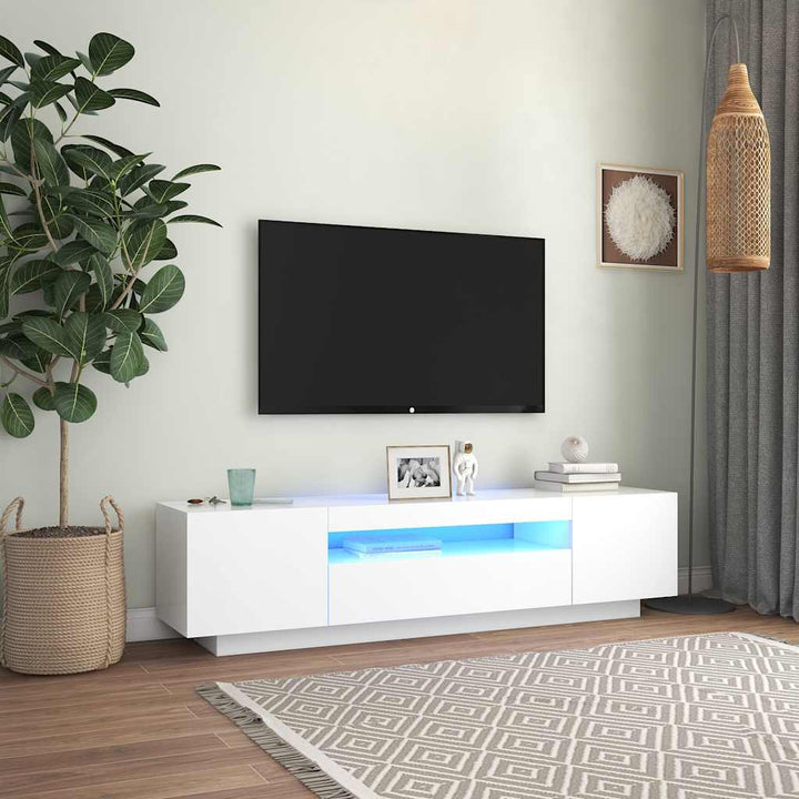 Tv-Bänk Med Led-Lampor 160X35X40 Cm Konstruerat Trä
