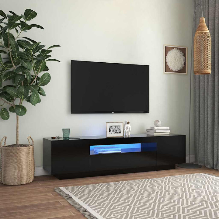 Tv-Bänk Med Led-Lampor 160X35X40 Cm Konstruerat Trä
