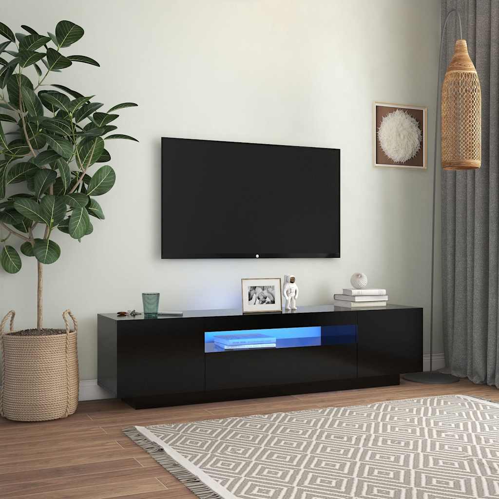 Tv-Bänk Med Led-Lampor 160X35X40 Cm Konstruerat Trä