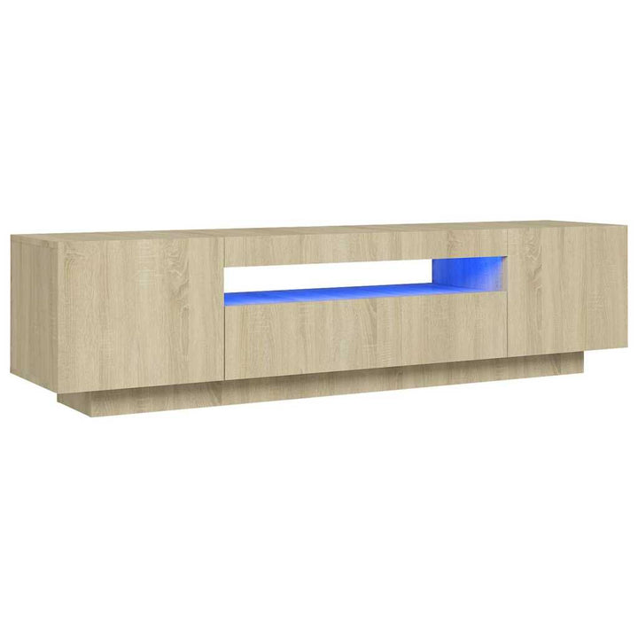 Tv-Bänk Med Led-Belysning Sonoma-Ek 160X35X40 Cm
