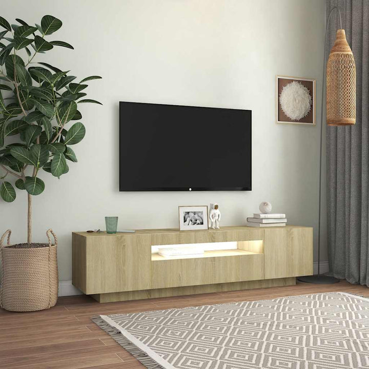 Tv-Bänk Med Led-Belysning Sonoma-Ek 160X35X40 Cm