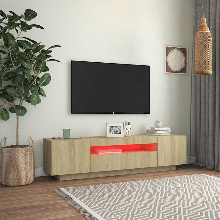 Tv-Bänk Med Led-Belysning Sonoma-Ek 160X35X40 Cm