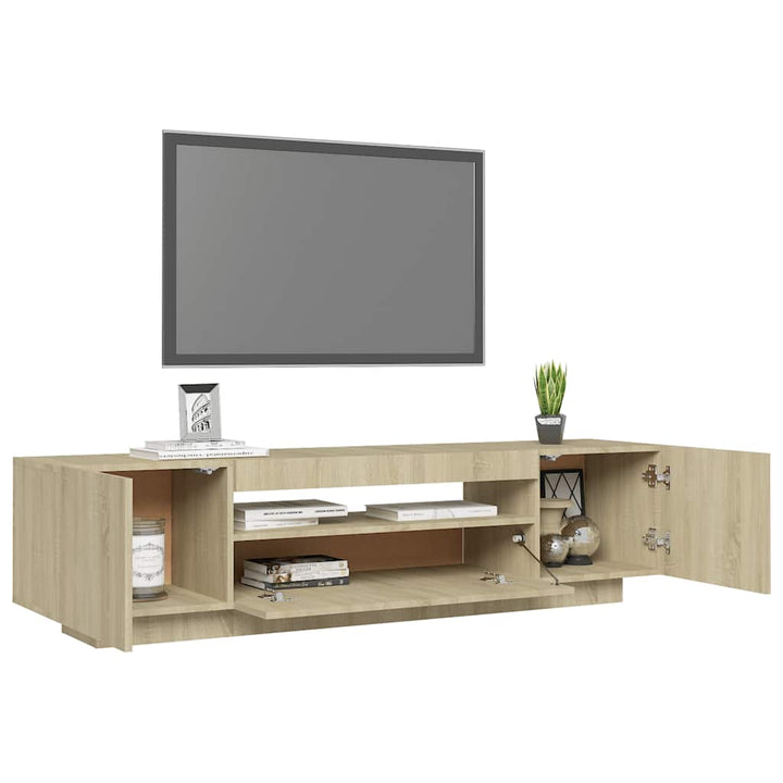Tv-Bänk Med Led-Belysning Sonoma-Ek 160X35X40 Cm