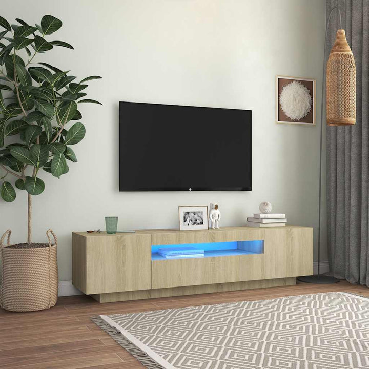 Tv-Bänk Med Led-Belysning Sonoma-Ek 160X35X40 Cm