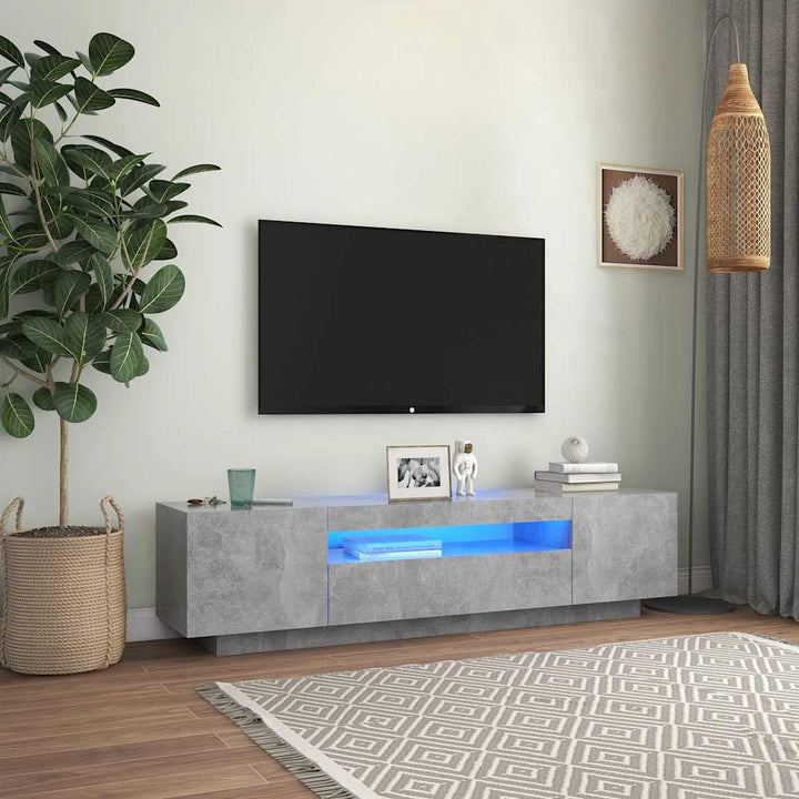 Tv-Bänk Med Led-Lampor Åldrat Trä 160X35X40 Cm Konstruerat Trä