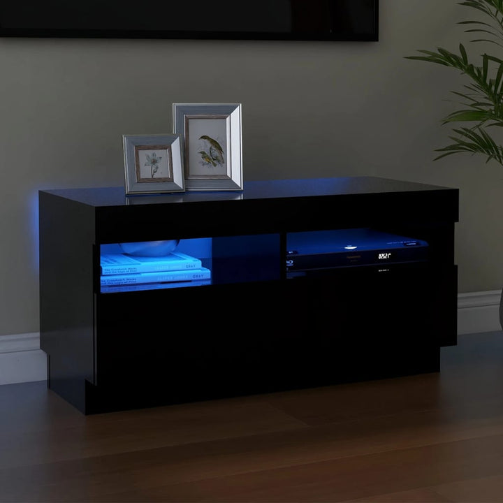 Tv-Bänk Med Led-Lampor 100X35X40 Cm Konstruerat Trä