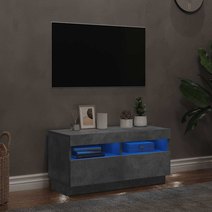 Tv-Bänk Med Led-Lampor 100X35X40 Cm Konstruerat Trä
