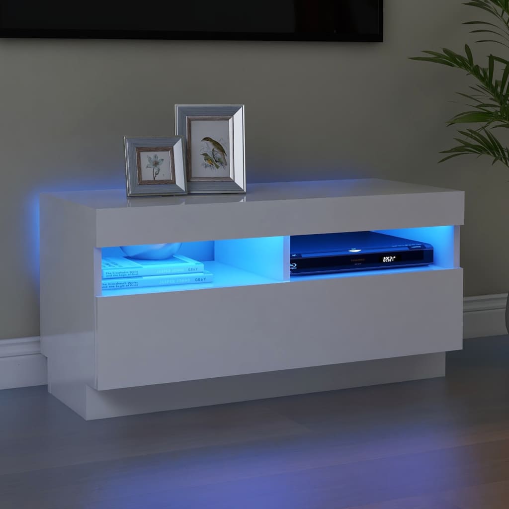 Tv-Bänk Med Led-Lampor 100X35X40 Cm Konstruerat Trä