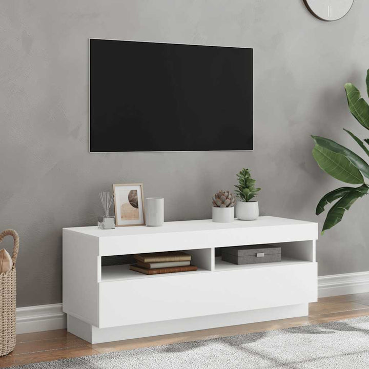 Tv-Bänk Med Led-Lampor 100X35X40 Cm Konstruerat Trä