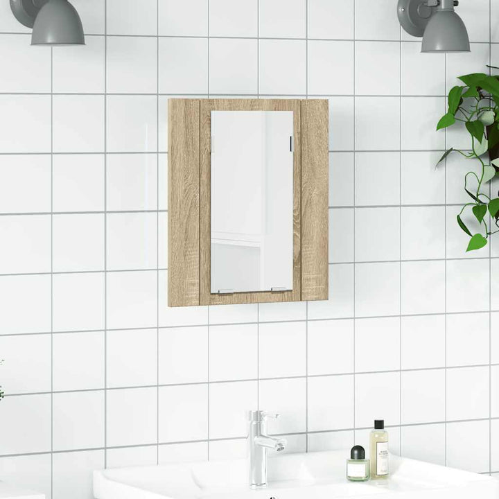 Led-Spegelskåp För Badrum 40X12X45 Cm Konstruerat Trä