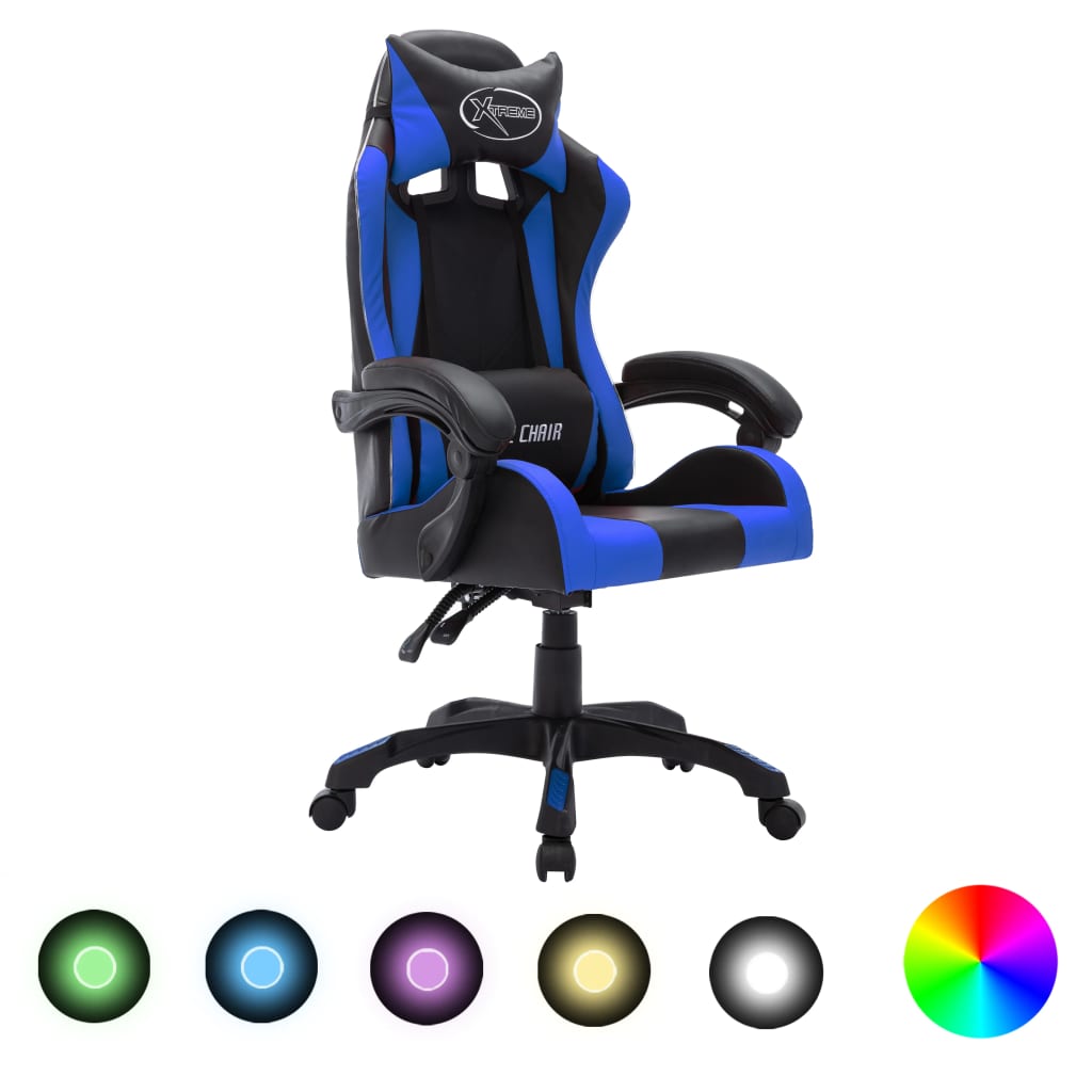 Gamingstol Med Rgb Led-Lampor Konstläder