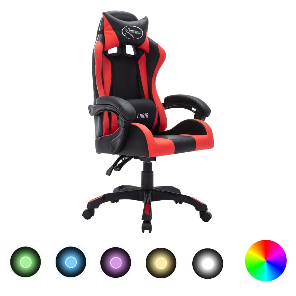 Gamingstol Med Rgb Led-Lampor Konstläder