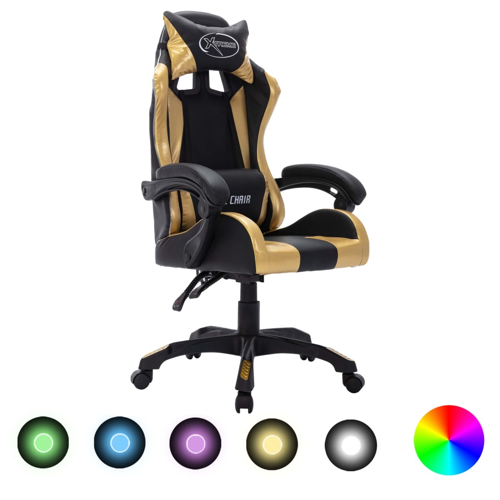 Gamingstol Med Rgb Led-Lampor Konstläder