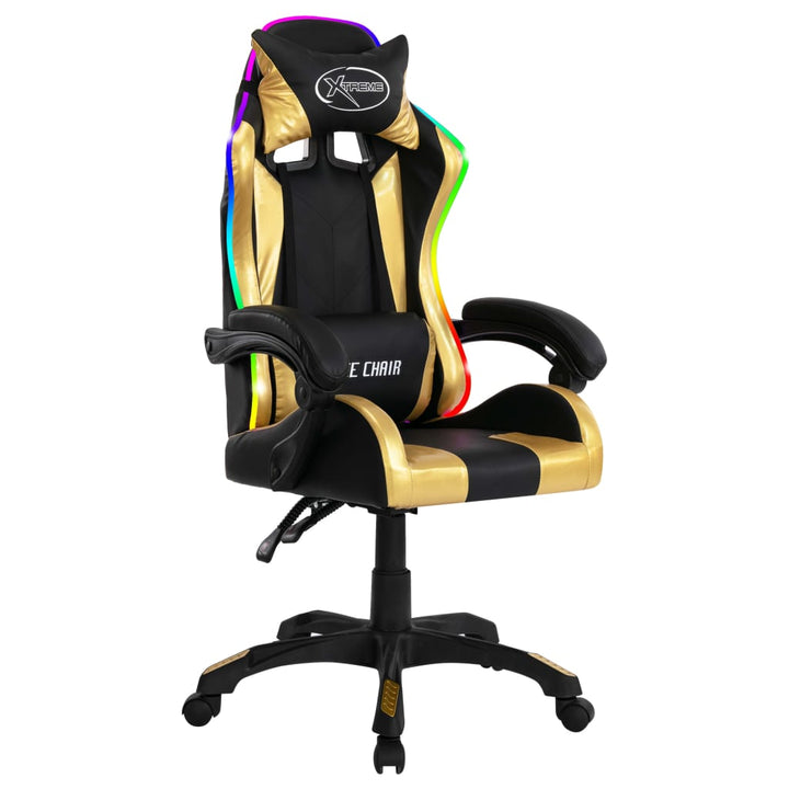 Gamingstol Med Rgb Led-Lampor Konstläder