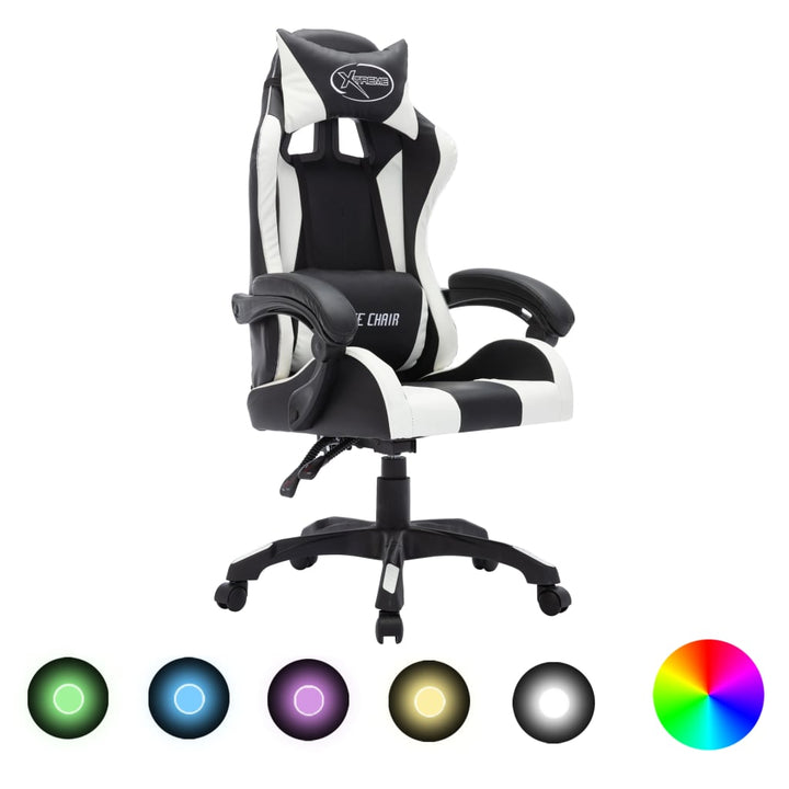 Gamingstol Med Rgb Led-Lampor Konstläder