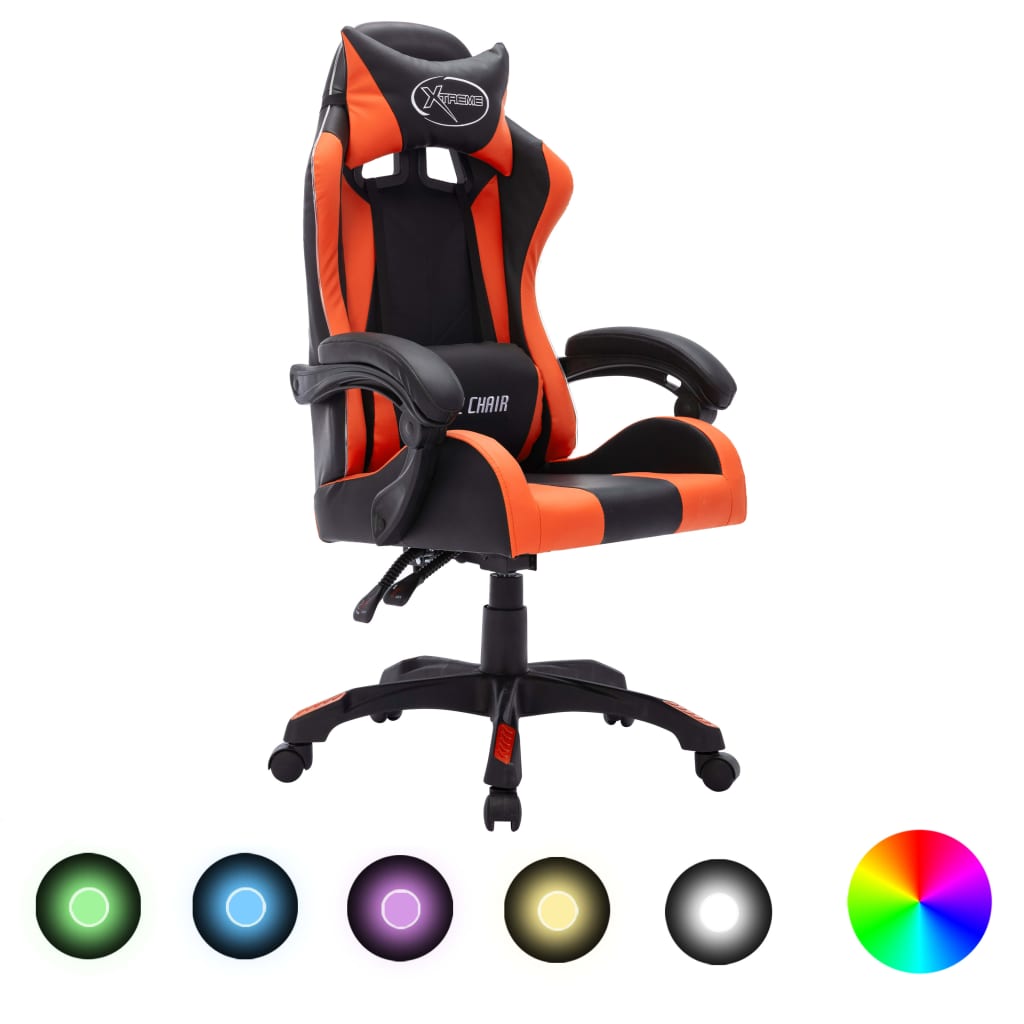 Gamingstol Med Rgb Led-Lampor Konstläder
