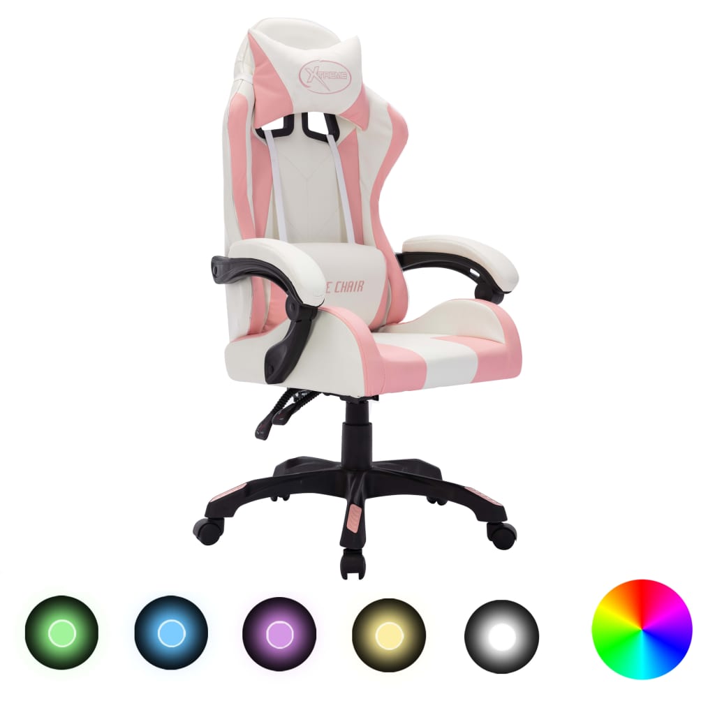 Gamingstol Med Rgb Led-Lampor Konstläder