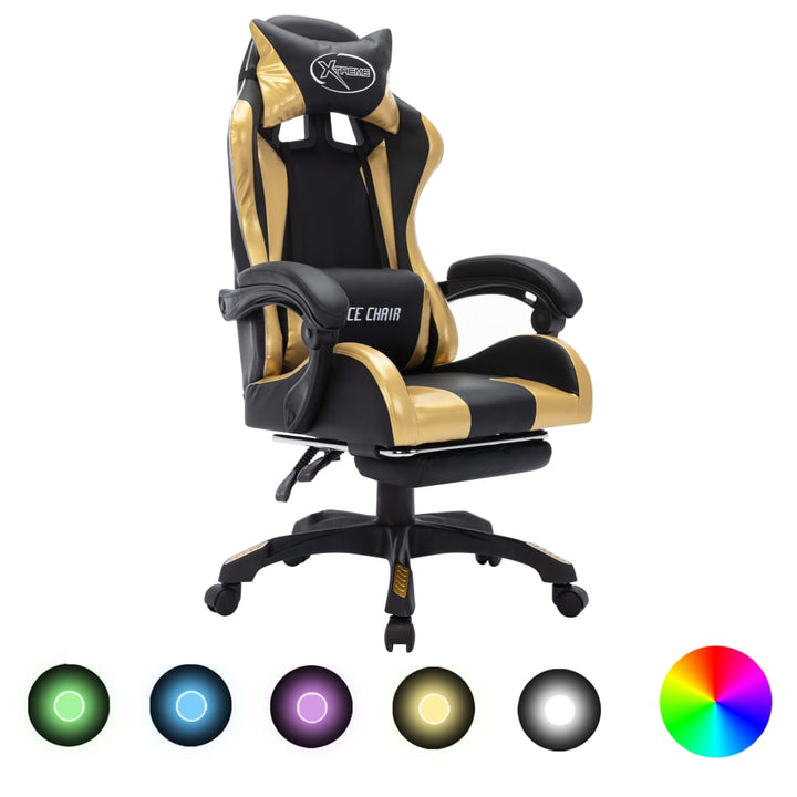 Gamingstol Med Rgb Led-Lampor Konstläder
