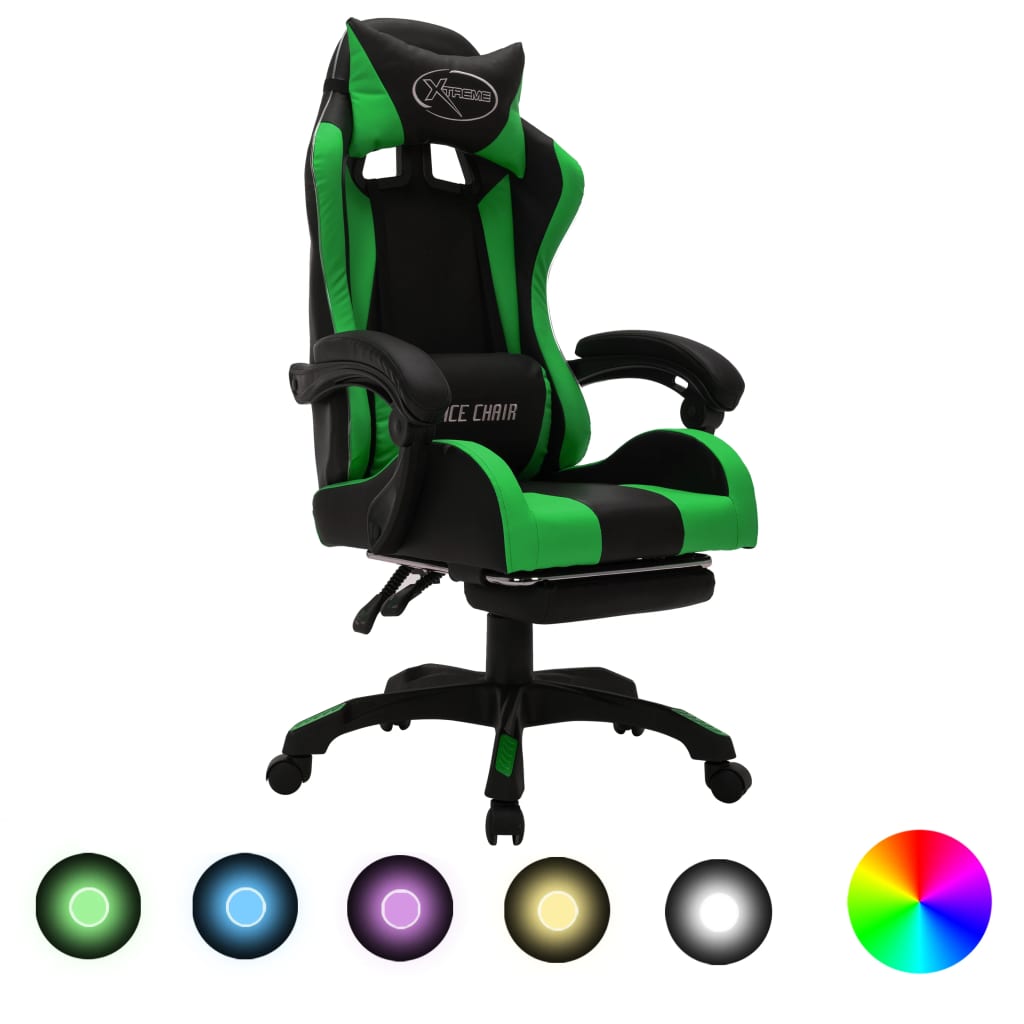 Gamingstol Med Rgb Led-Lampor Konstläder