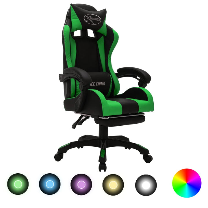 Gamingstol Med Rgb Led-Lampor Konstläder