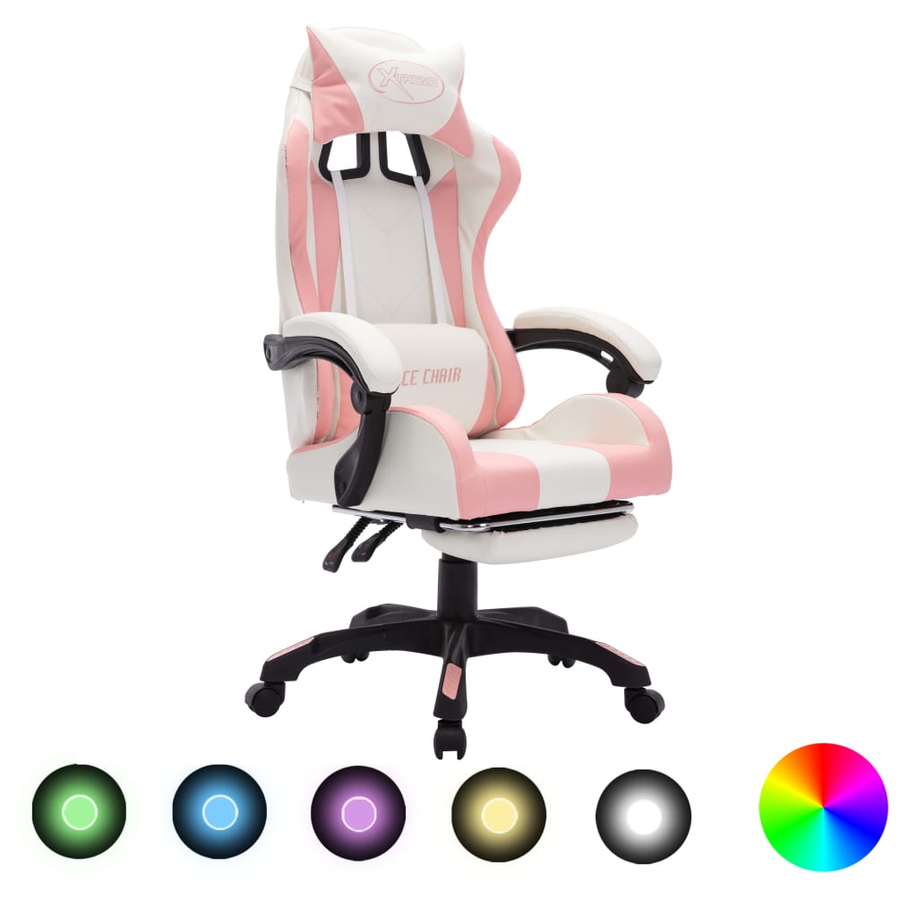 Gamingstol Med Rgb Led-Lampor Konstläder