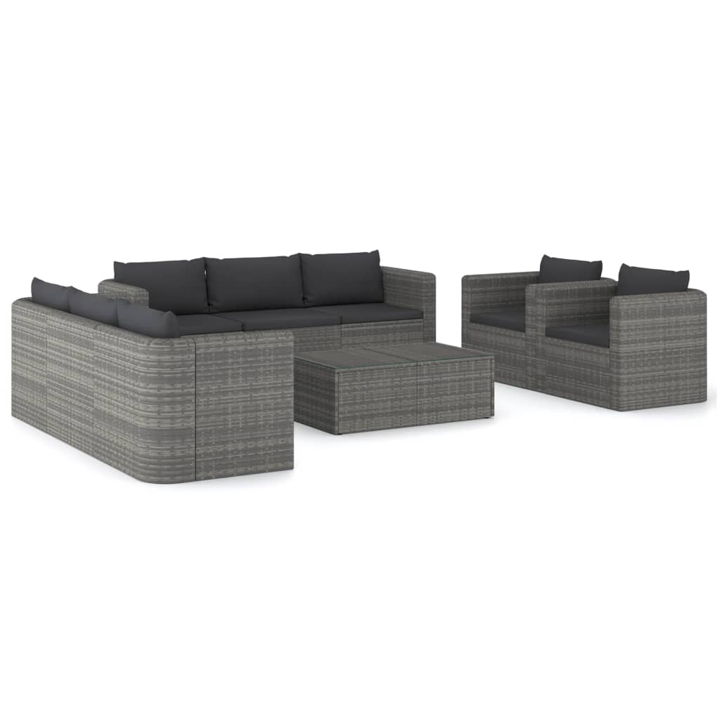 Loungegrupp För Trädgården Med Dynor 9 Delar Konstrotting