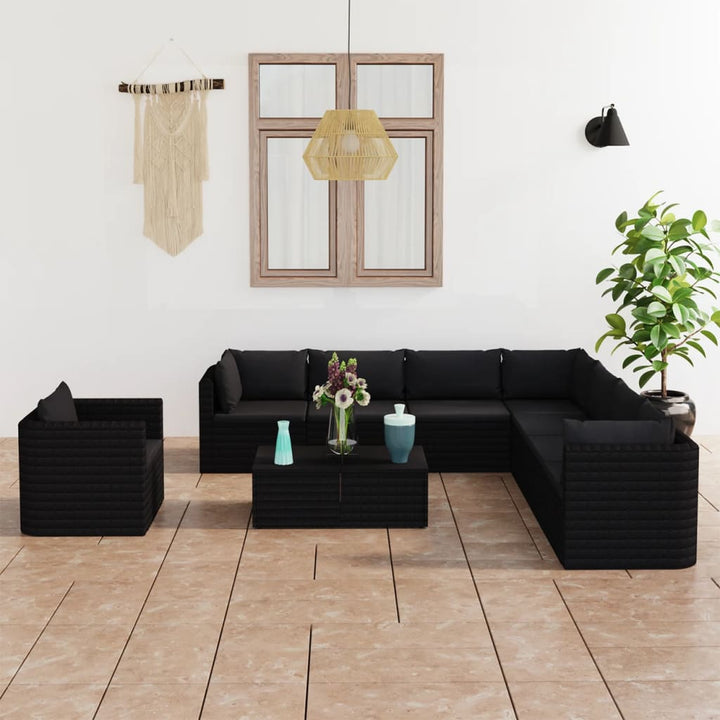 Loungegrupp För Trädgården Med Dynor 9 Delar Konstrotting