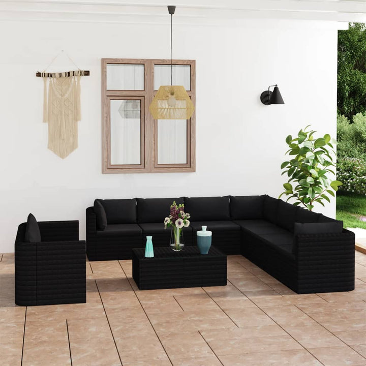 Loungegrupp För Trädgården Med Dynor 9 Delar Konstrotting