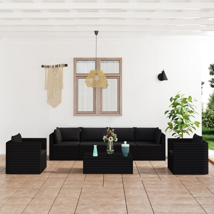 Loungegrupp För Trädgården Med Dynor 9 Delar Konstrotting