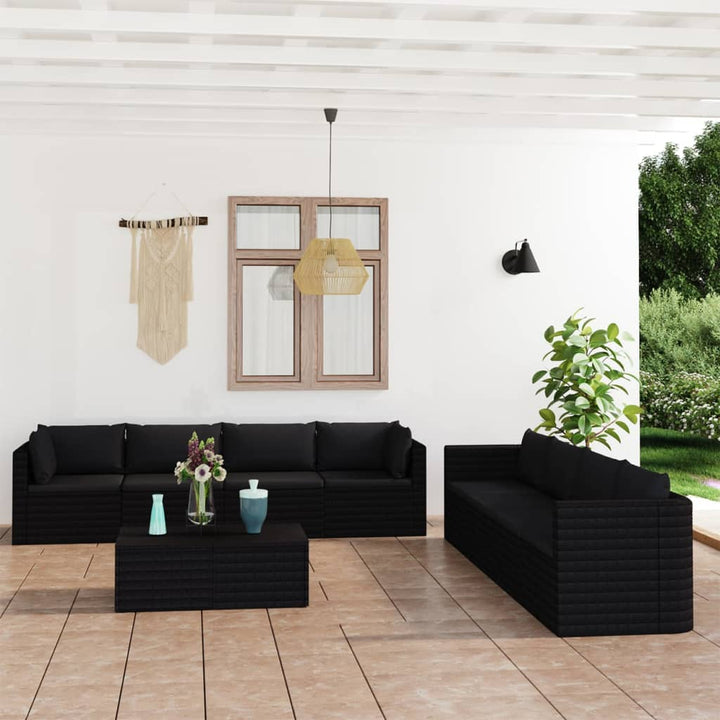 Loungegrupp För Trädgården Med Dynor 9 Delar Konstrotting