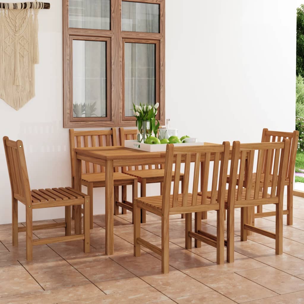 7-Delad Trädgårdsmatgrupp 140X80 Cm Massiv Teak
