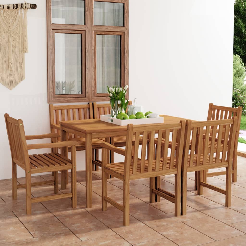 7-Delad Trädgårdsmatgrupp 140X80 Cm Massiv Teak