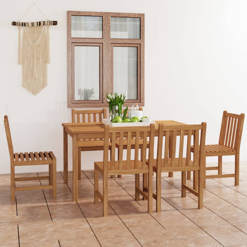 7-Delad Trädgårdsmatgrupp 150X90 Cm Massiv Teak