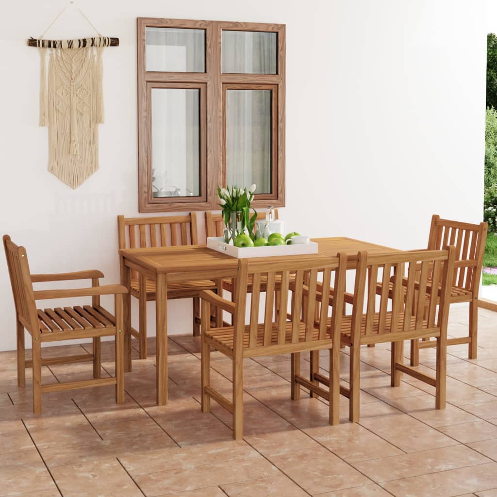 7-Delad Trädgårdsmatgrupp 160X80 Cm Massiv Teak