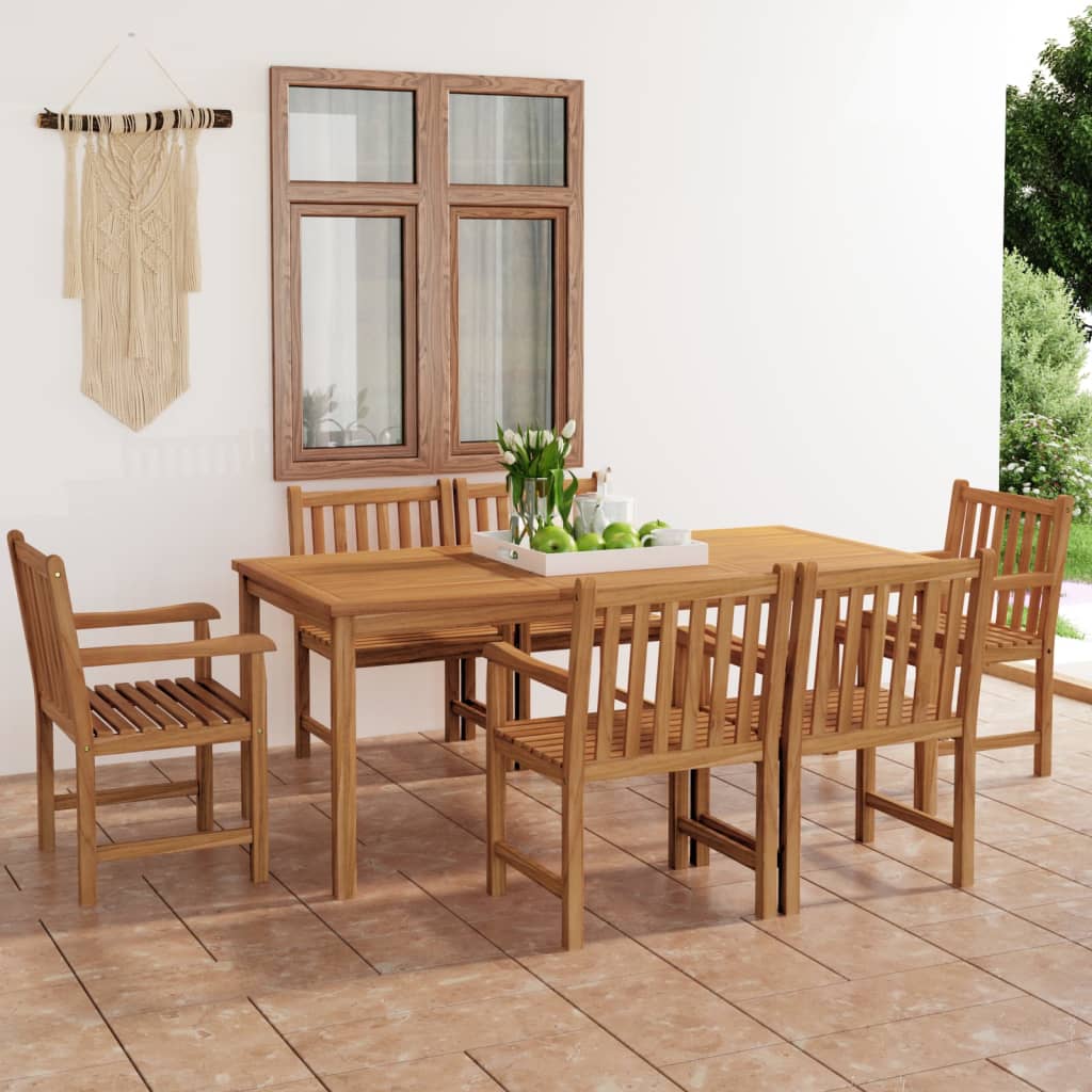 7-Delad Trädgårdsmatgrupp 180X90 Cm Massiv Teak